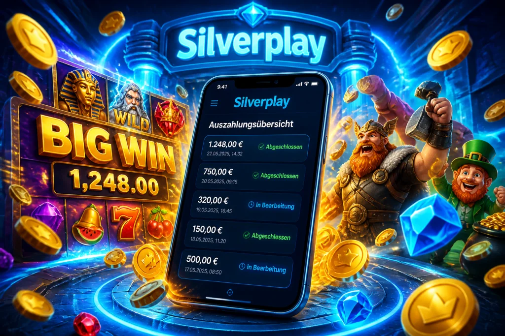 Auszahlungsübersicht im Silverplay-Konto mit Betrag und Statusanzeige auf einem Smartphone